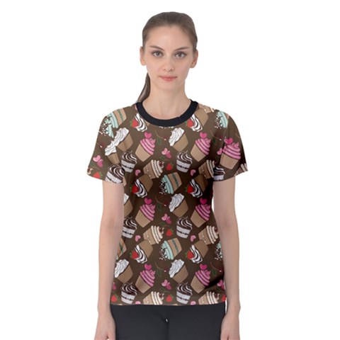 Colorful Pattern Of Tasty Cupcakes Women s Sport Mesh Tee by CoolDesigns