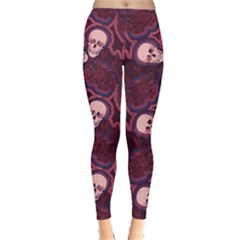 Skull Dull Red Leggings  by CoolDesigns