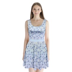 Light Blue Floral 3 Split Back Mini Dress  by CoolDesigns