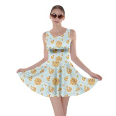 Gray Colorful Cartoon Pizza Texture With Confetti Skater Dress by CoolDesigns