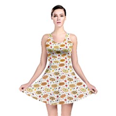 Colorful Pattern With Different Pizza And Spices Reversible Skater Dress by CoolDesigns