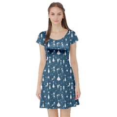 Teal Cat Short Sleeve Skater Dress by CoolDesigns