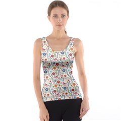 Yellow Floral Flowers Plants Pattern Tank Top by CoolDesigns