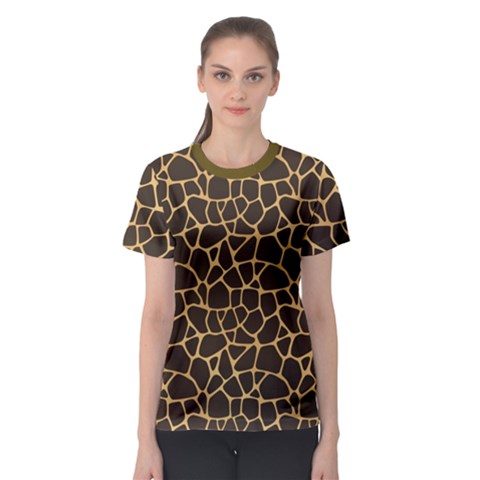 Brown A Brown And Yellow Giraffe Spotted Repeatable Women s Sport Mesh Tee by CoolDesigns