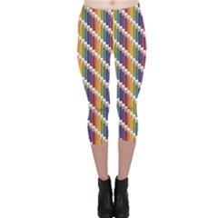 Colorful Colored Rainbow Pencils Pattern Capri Leggings by CoolDesigns