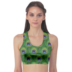 Green Peacock Feathers Women s Sport Bra by CoolDesigns