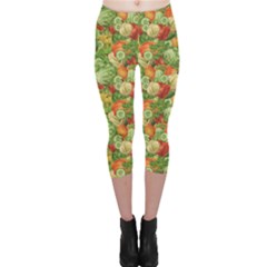 Green Vegetable Organic Food Mix With Cabbage Parsley Capri Leggings by CoolDesigns