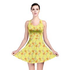 Yellow Pattern Tropical Cocktails Reversible Skater Dress