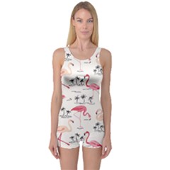 Colorful Flamingo Bird Pattern Boyleg One Piece Swimsuit by CoolDesigns