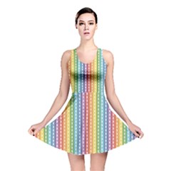 Colorful Striped Rainbow Pattern With Colorful Butterflies Reversible Skater Dress