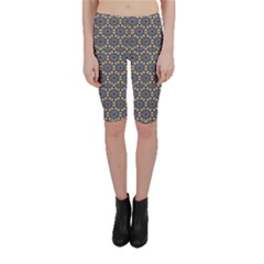 Blue Arabic Pattern In Editable File Cropped Leggings by CoolDesigns