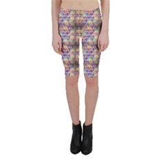 Purple Owls Pattern Cropped Leggings by CoolDesigns