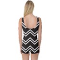 Black Black and White with Zigzag Pattern Boyleg One Piece Swimsuit View2