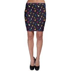 Colorful Space With Cats Saturn And Stars Bodycon Skirt by CoolDesigns