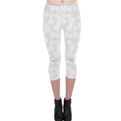 Gray Grey And White Floral Pattern With Classic White Capri Leggings by CoolDesigns