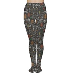 Black Halloween Doodles Pattern Or Women s Tights by CoolDesigns