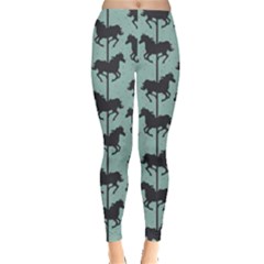 Green Carousel Horses Silhouettes Women s Leggings by CoolDesigns