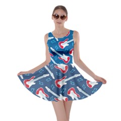 Blue Guitar Music Pattern With Blue Skater Dress by CoolDesigns