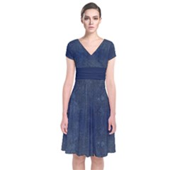 Denim Blue Short Sleeve Front Wrap Dress by CoolDesigns