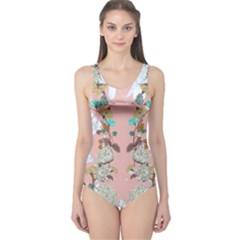 Coral Floral Cut-out One Piece Swimsuit by CoolDesigns