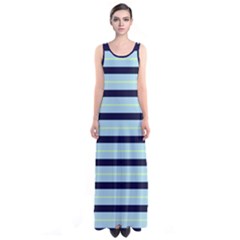 Aqua Stripes Sleeveless Maxi Dress by CoolDesigns
