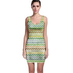 Green Tone Chevron Scratched Texture Bodycon Dress  Bodycon Dress by CoolDesigns
