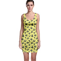 Yellow Background Different Style Birds Flying Pattern Bodycon Dress  Bodycon Dress by CoolDesigns