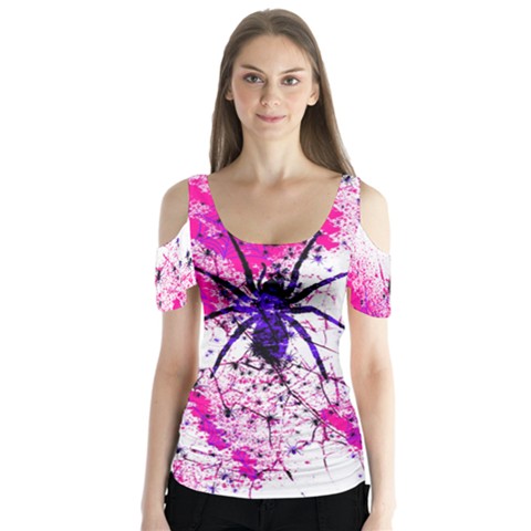 Purple Spide Ink Halloween V2 Butterfly Sleeve Cutout Tee by CoolDesigns