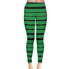 Green Dark Stripes Leggings 