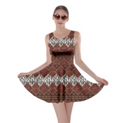 Brown African Style With Wild Animal Skin Pattern Skater Dress