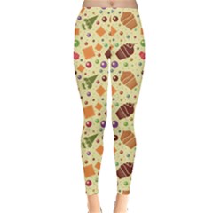 Colorful Dessert With Cupcake And Icecream Women s Leggings by CoolDesigns