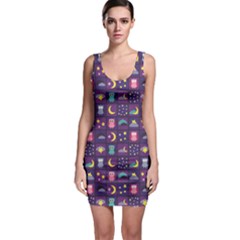 Purple Night Sky With Owls Pattern Bodycon Dress by CoolDesigns