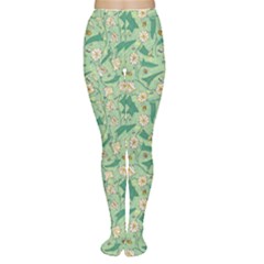 Green Floral Pattern With Bellflower And Bees Women s Tights by CoolDesigns