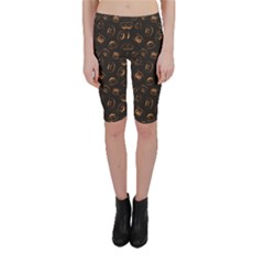 Black Happy Halloween Night Illustration Cropped Leggings by CoolDesigns