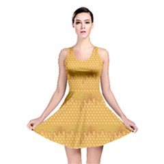 Yellow Honeycomb With Honey Reversible Skater Dress by CoolDesigns