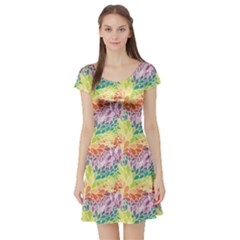 Colorful Abstract Pattern Short Sleeve Skater Dress by CoolDesigns