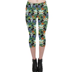 Colorful Hand Drawn Pattern Toucans Art Capri Leggings by CoolDesigns