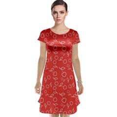 Red Pattern Circuit Cherry Cap Sleeve Nightdress by CoolDesigns