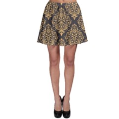 Yellow Damask Pattern Element Skater Skirt by CoolDesigns