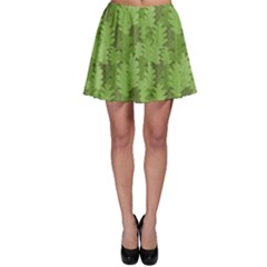 Green Green Leaves Repeating Pattern Skater Skirt