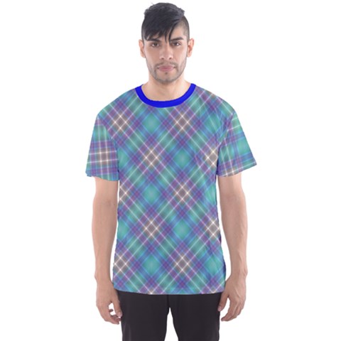 Blue Diagonal Cell Men s Sport Mesh Tee by CoolDesigns