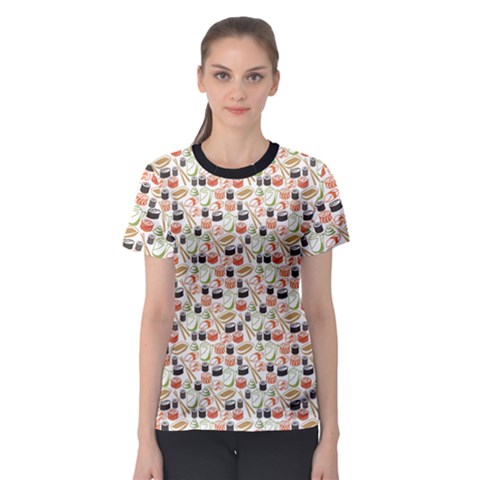 Colorful Pattern With Sushi Women s Sport Mesh Tee by CoolDesigns