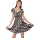 Dark Of Pattern With Abstract Mushrooms And Leaves Cap Sleeve Dress View1