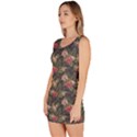 Colorful Tropical Floral Pattern Plumeria Hibiscus Flowers Bodycon Dress View2
