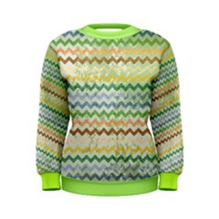 Green Tone Chevron Scratched Texture Women s Sweatshirt by CoolDesigns