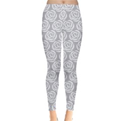 Gray-rose-lace-pattern Leggings  by CoolDesigns