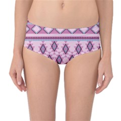 Purple Ethnic Pattern Design Mid Waist Bikini Bottom by CoolDesigns