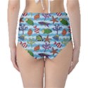 Blue Pattern With Colorful Fish And Coral On Wavy High Waist Bikini Bottom View2
