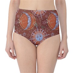 Brown Composition With Sun And Moon High Waist Bikini Bottom by CoolDesigns