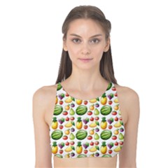 Green Different Kind Of Fruits Watermelon Mango Pineapple Tank Bikini Top by CoolDesigns